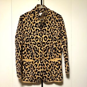 EUC J.Crew Women’s Leopard Sweater Blazer Button Front Size S